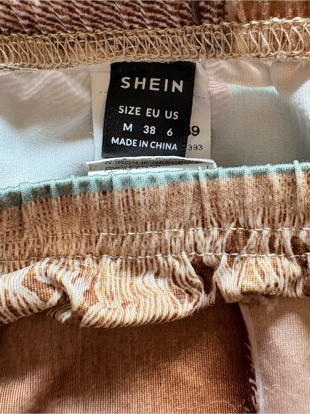 SHEIN Brown and Cream Marbled Elastic Waist Skirt